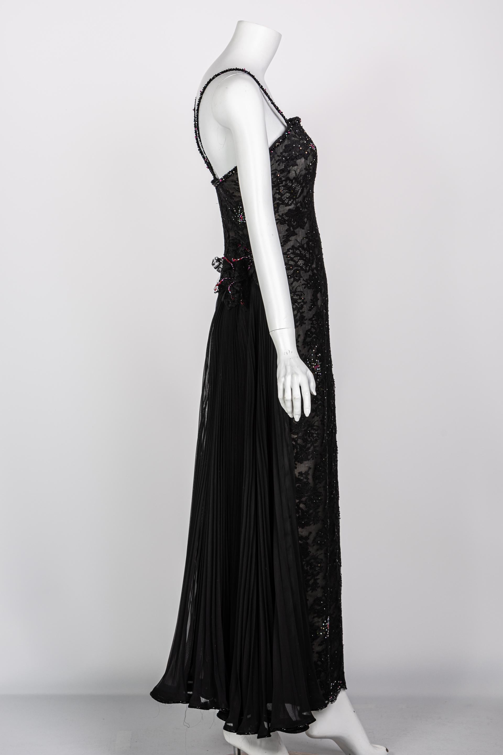 Vintage Sam Carlin Saks Fifth Avenue Black Lace Gown For Sale 8