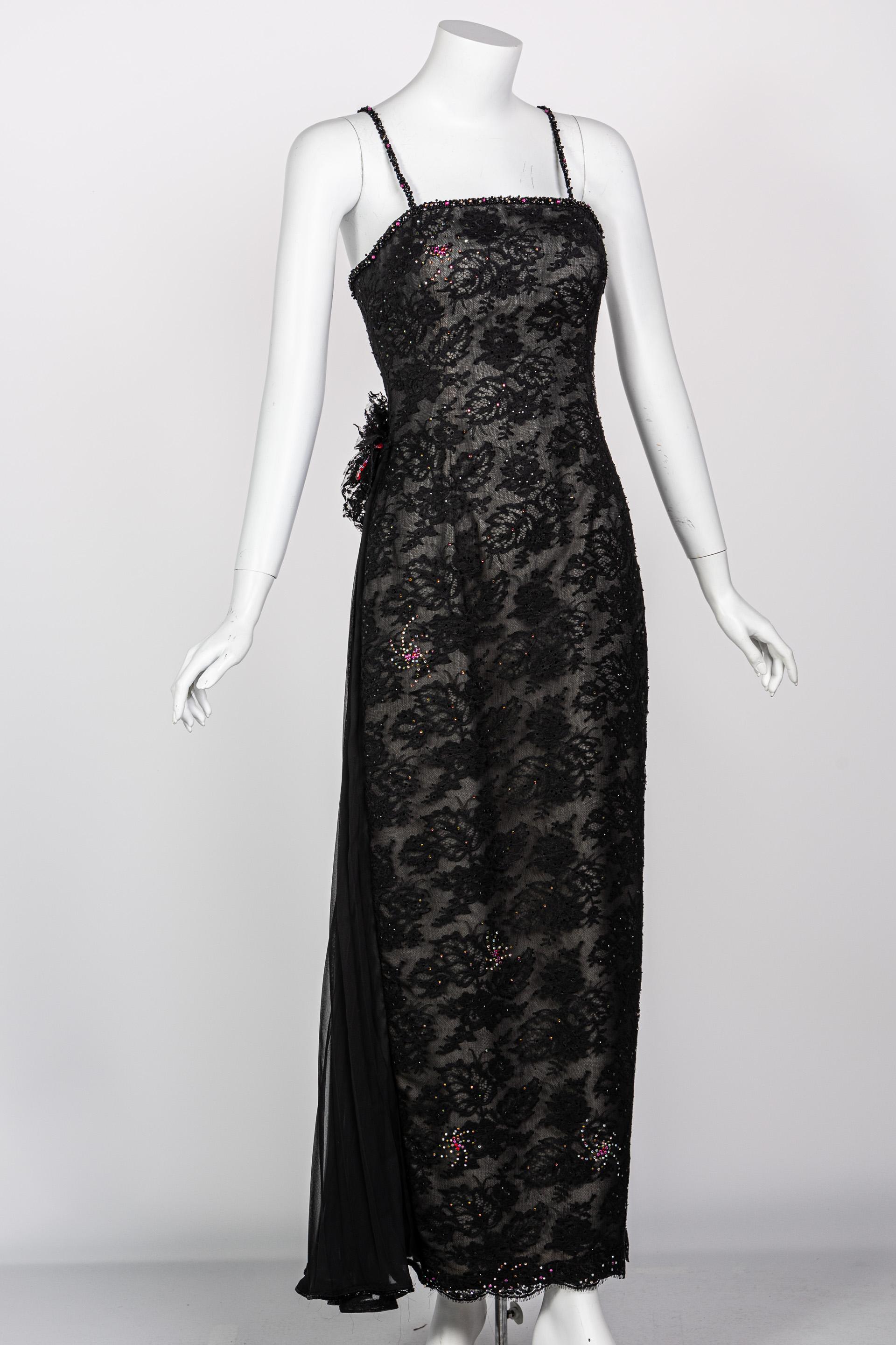 Robe en dentelle noire vintage Sam Carlin Saks Fifth Avenue en vente 11