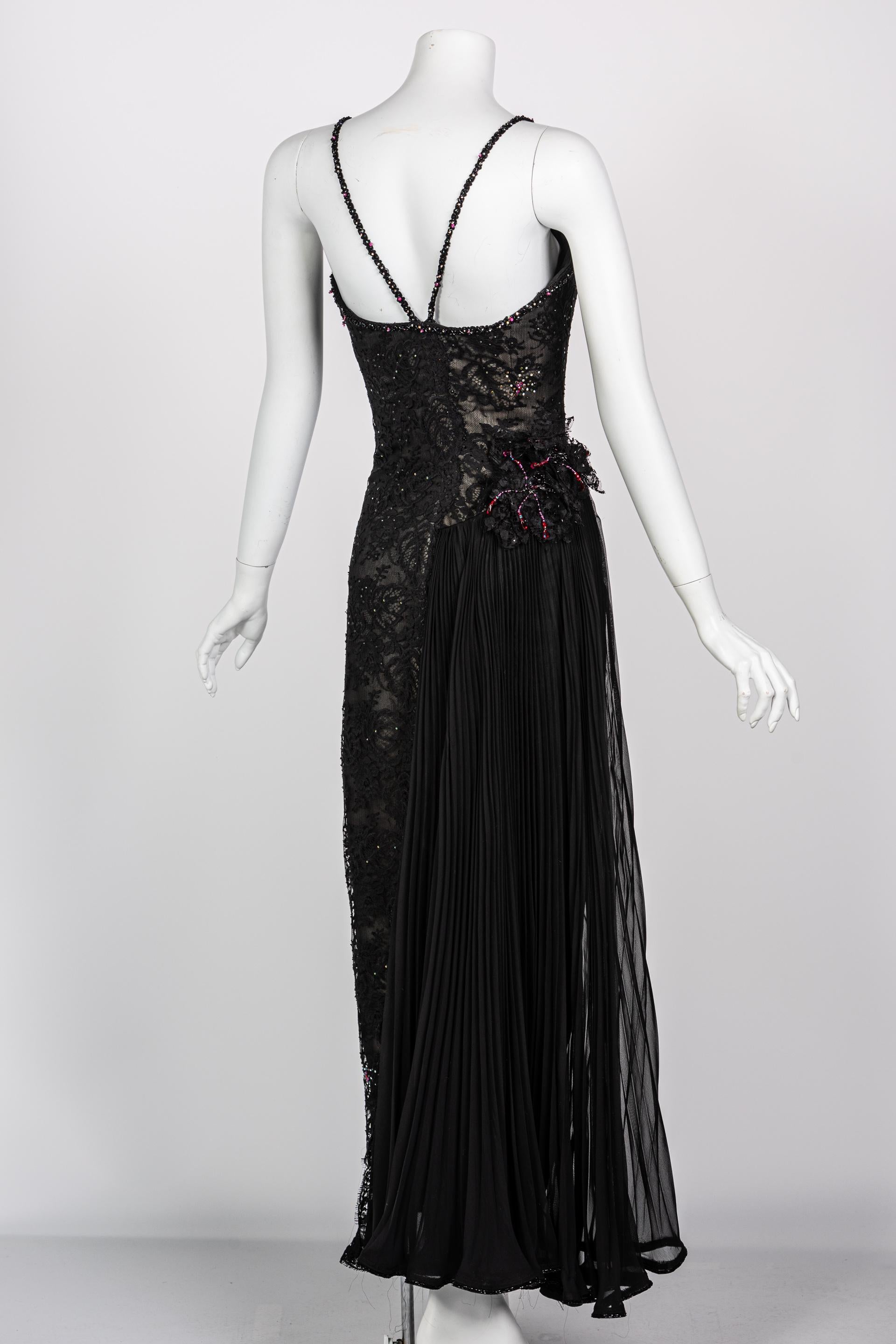 Vintage Sam Carlin Saks Fifth Avenue Black Lace Gown For Sale 2