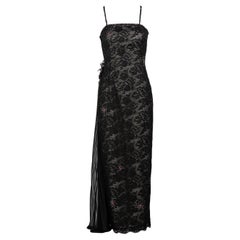 Used Sam Carlin Saks Fifth Avenue Black Lace Gown