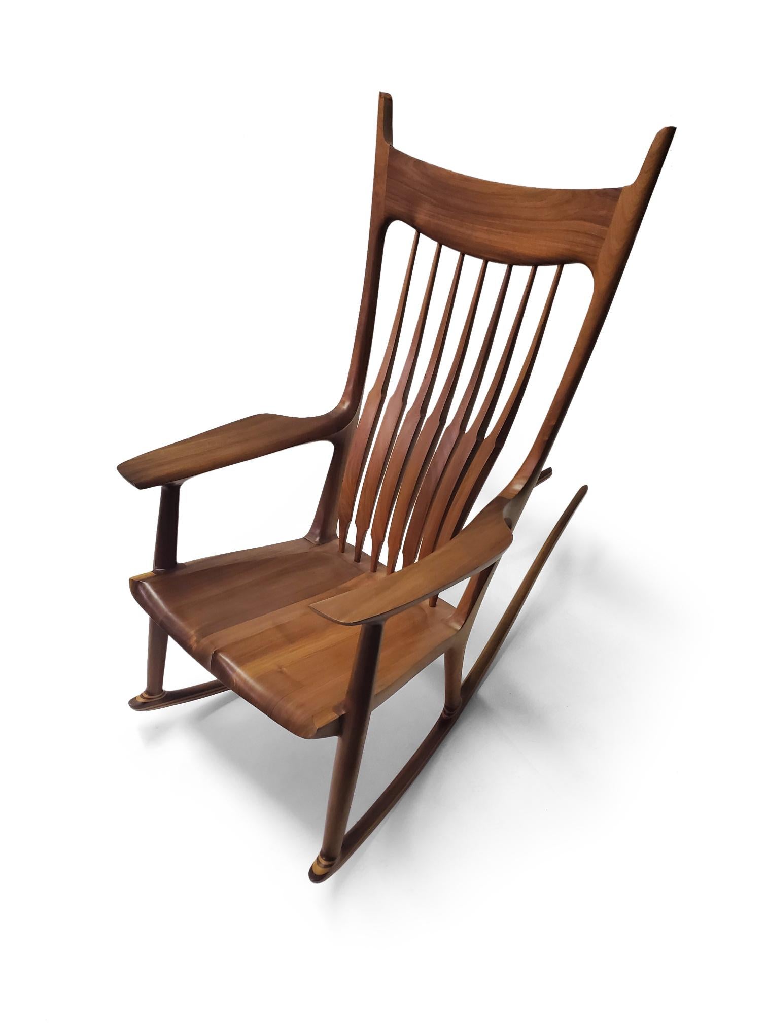 Vintage Sam Maloof Style Rocking Chair  In Good Condition For Sale In Middlesex, NJ