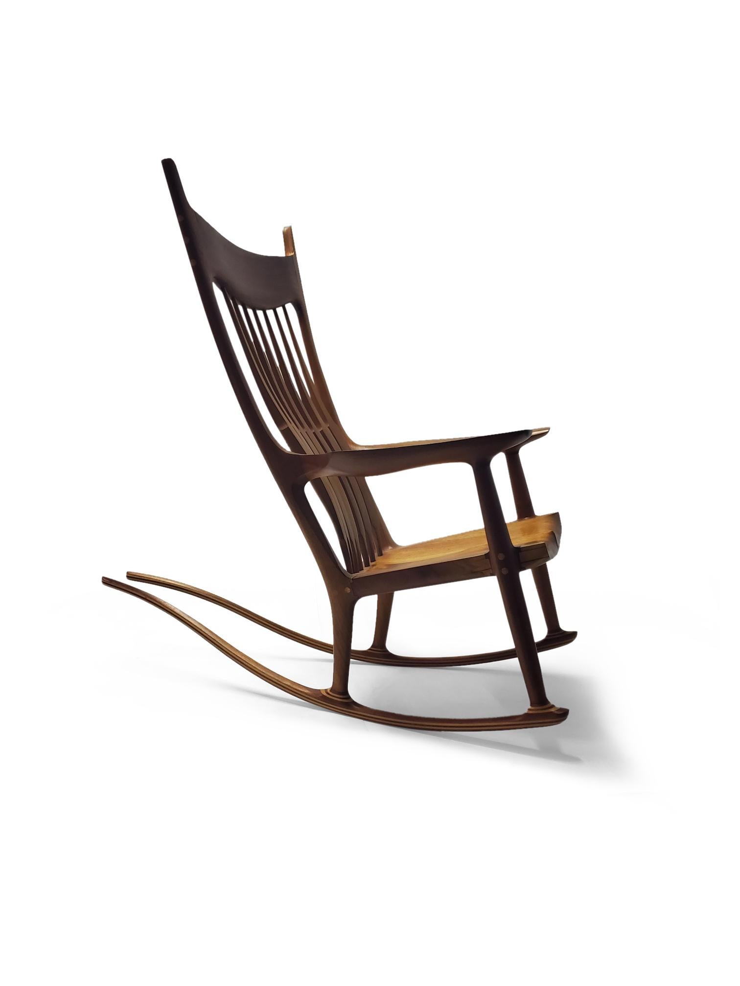 Wood Vintage Sam Maloof Style Rocking Chair  For Sale