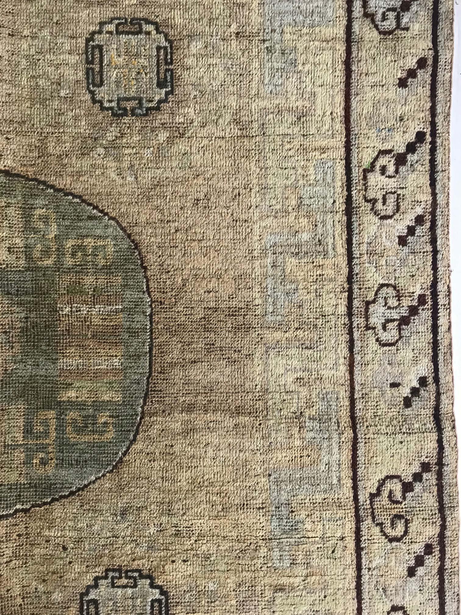 Vintage Samarkand Brown Handmade Wool Rug In Good Condition In New York, NY