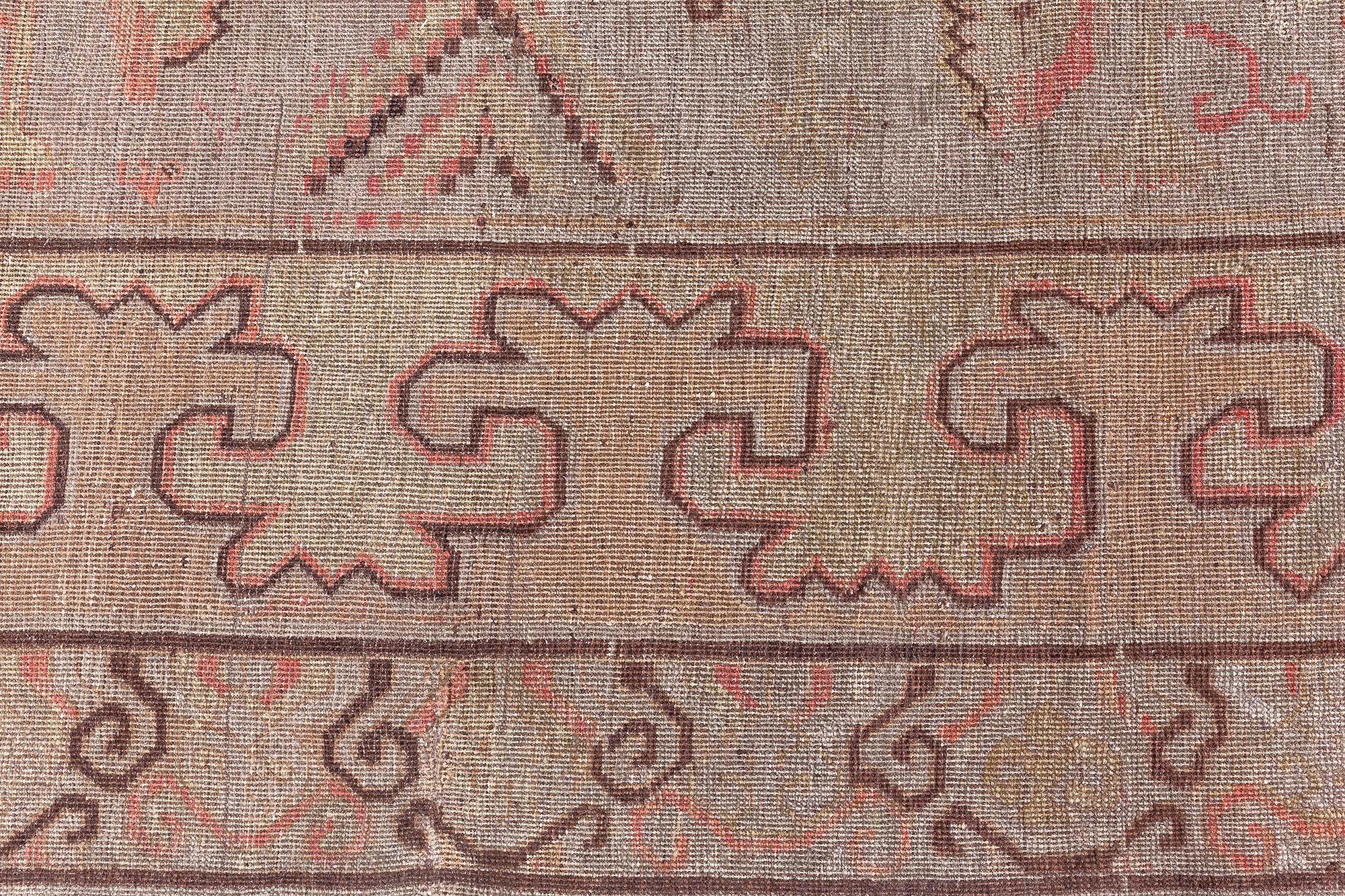 Doris Leslie Blau Vintage Samarkand Brown Handwoven Wool Rug In Good Condition For Sale In New York, NY