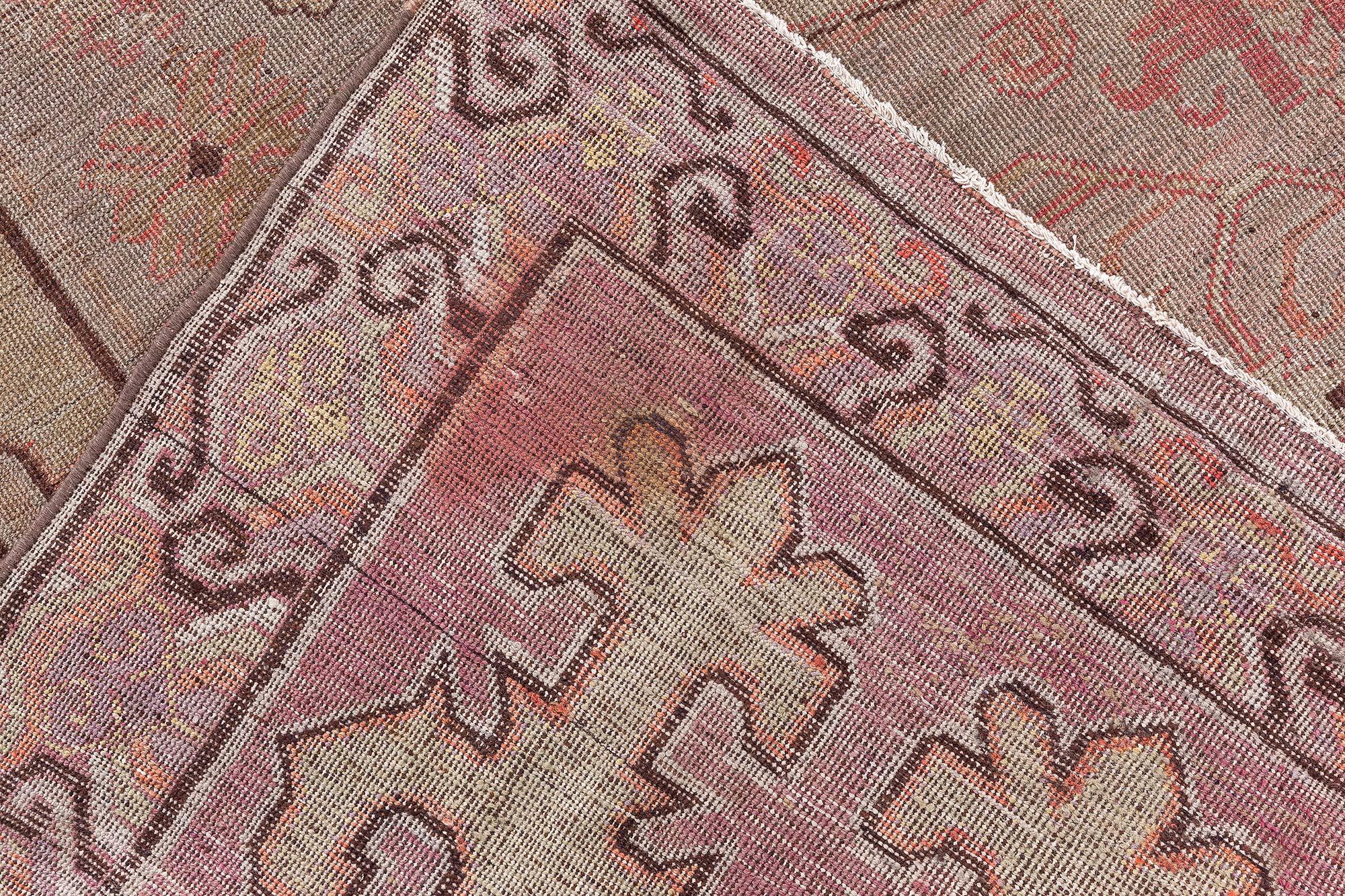 Doris Leslie Blau Vintage Samarkand Brown Handwoven Wool Rug For Sale 2