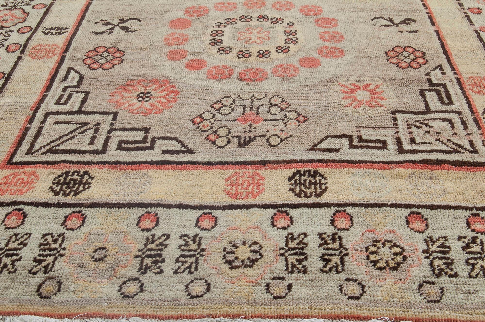 Khotan Vintage Samarkand Handmade Wool Rug For Sale