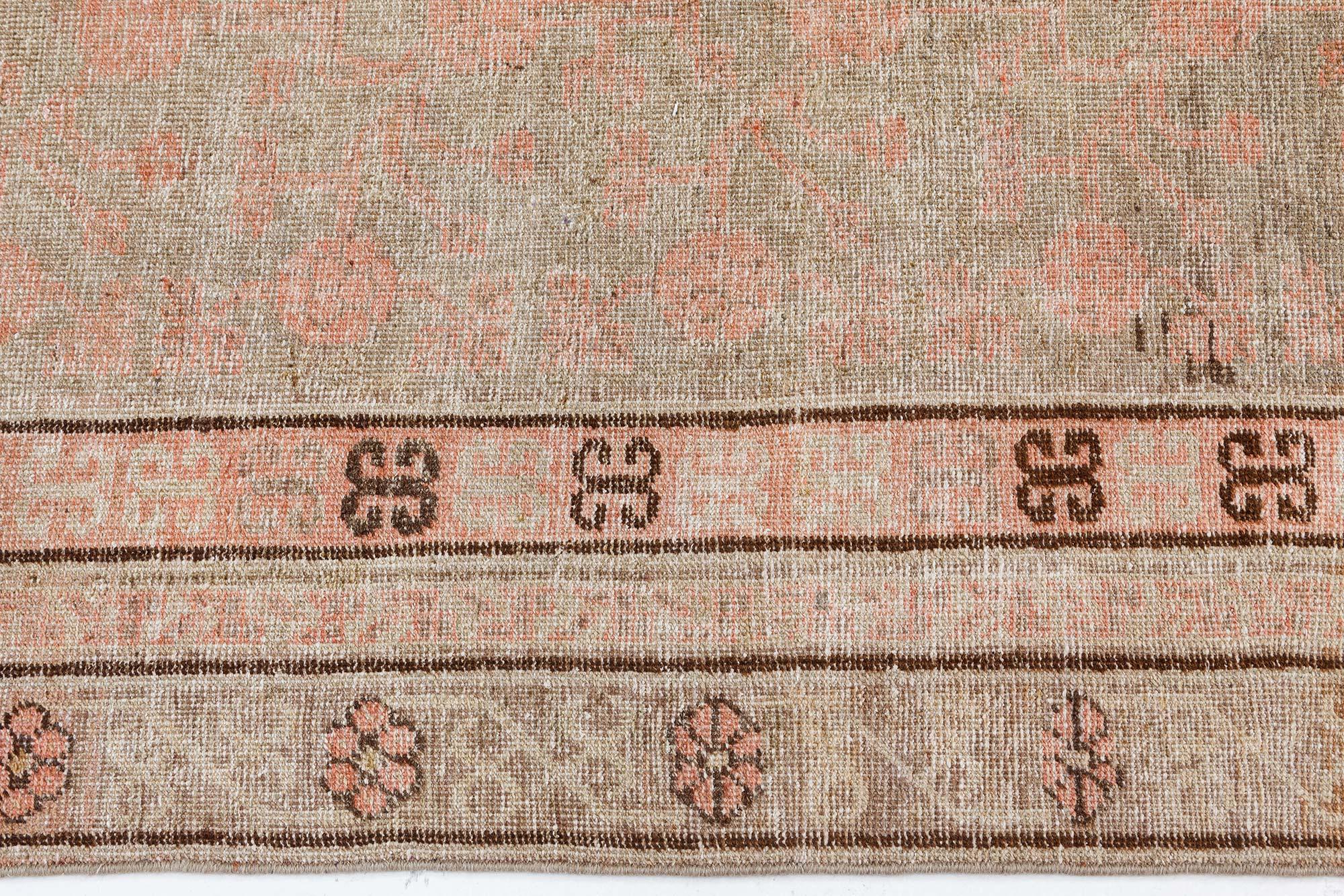 20th Century Vintage Samarkand 'Khotan' Botanic Handmade Rug For Sale