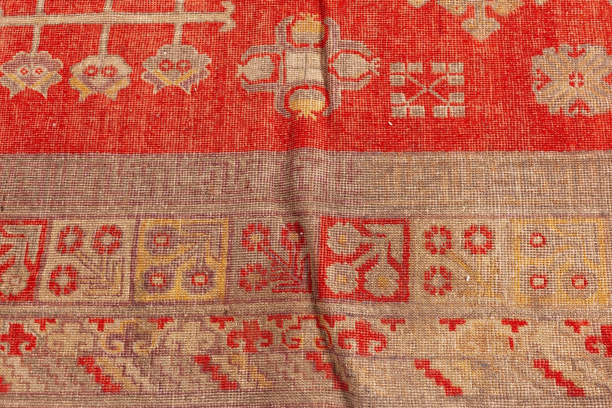 Vintage Samarkand Khotan Hand Knotted Wool Rug For Sale 1