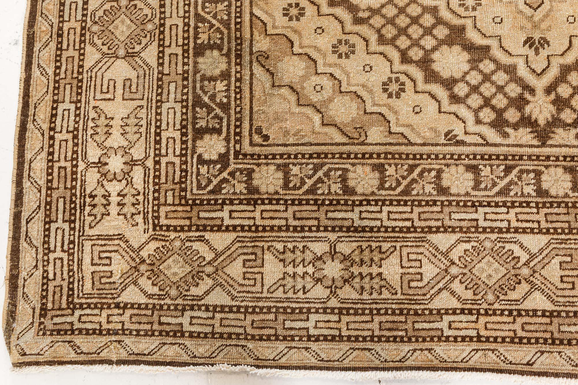 Vintage Samarkand Khotan Hand Knotted Wool Rug For Sale 1