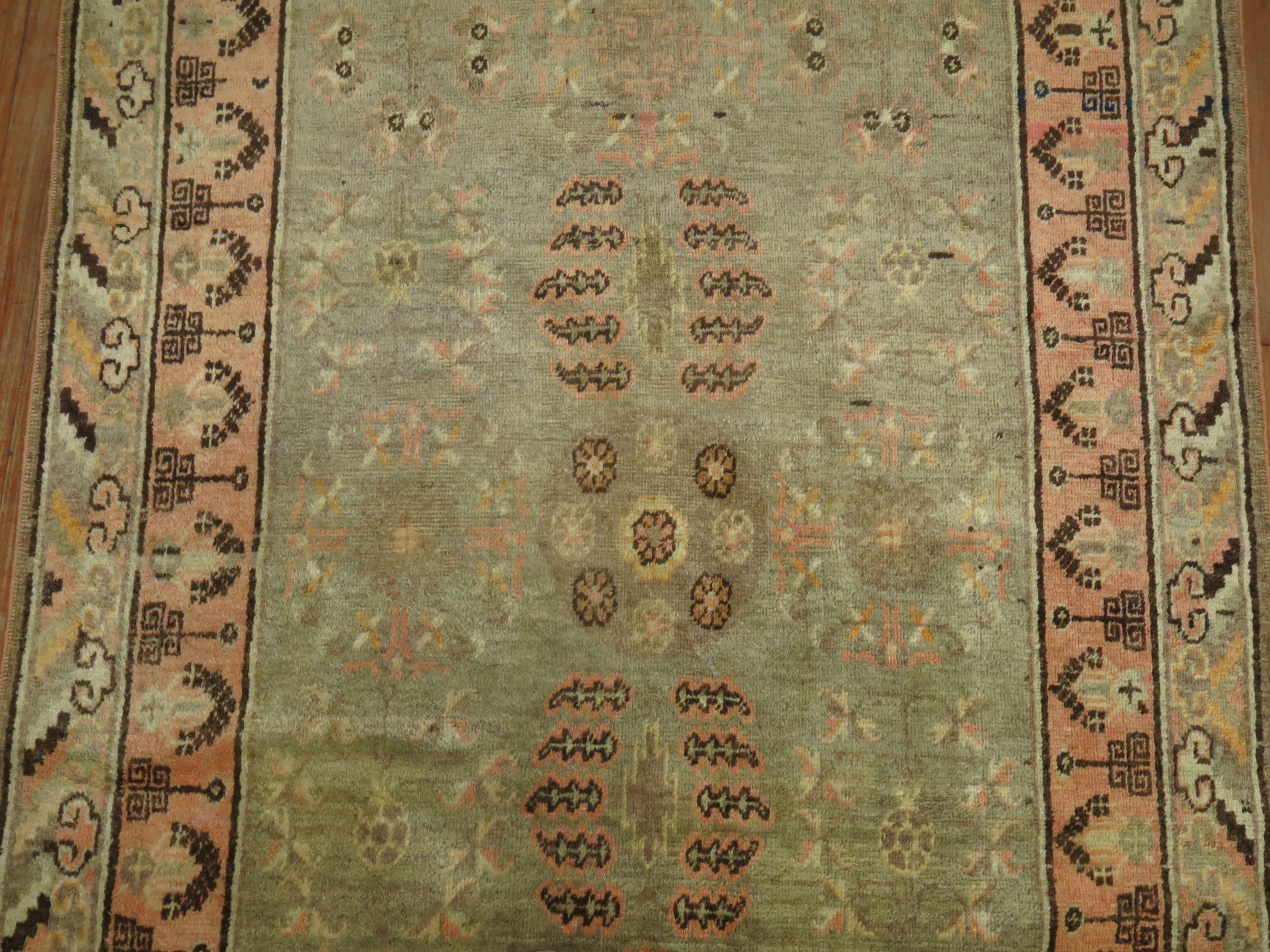 Chinese Vintage Samarkand Khotan Rug For Sale