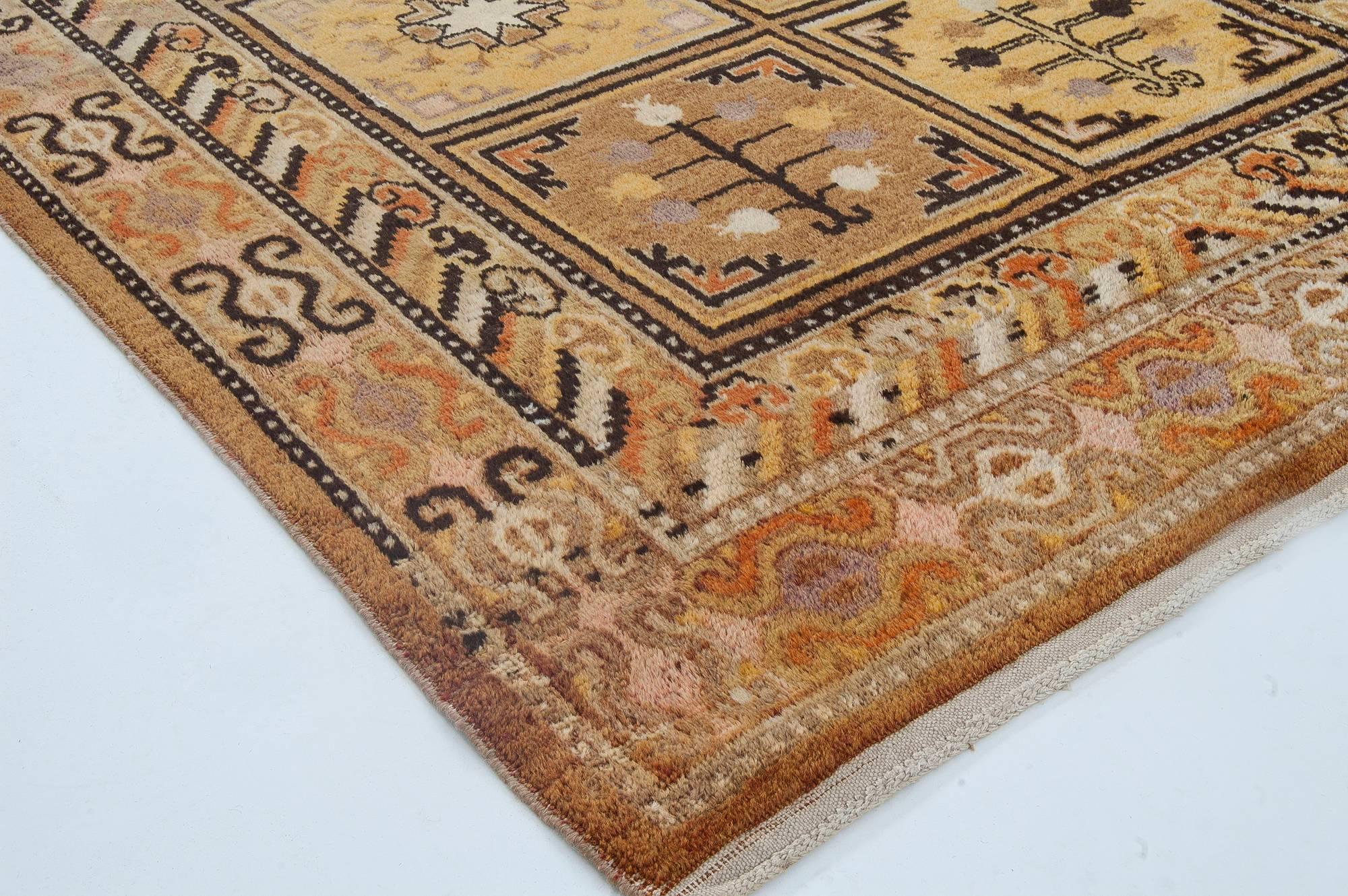 20th Century One-of-a-kind Samarkand Handmade Wool Rug For Sale