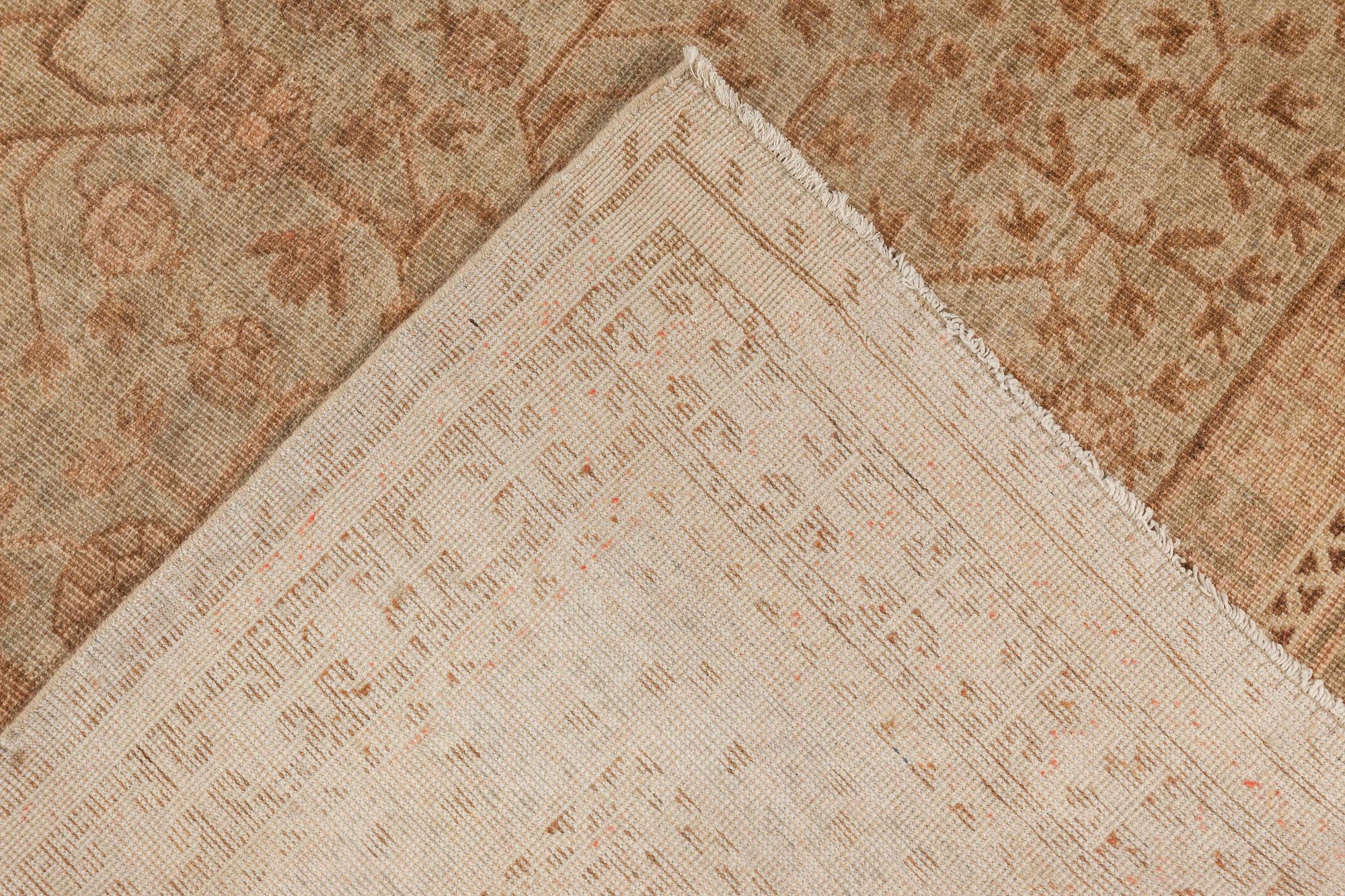 20th Century Midcentury Samarkand Botanic Handmade Wool Rug For Sale