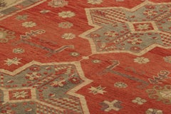 Vintage Samarkand Rug in Beige and Red with Geometric Medallions - Rug & Kilim