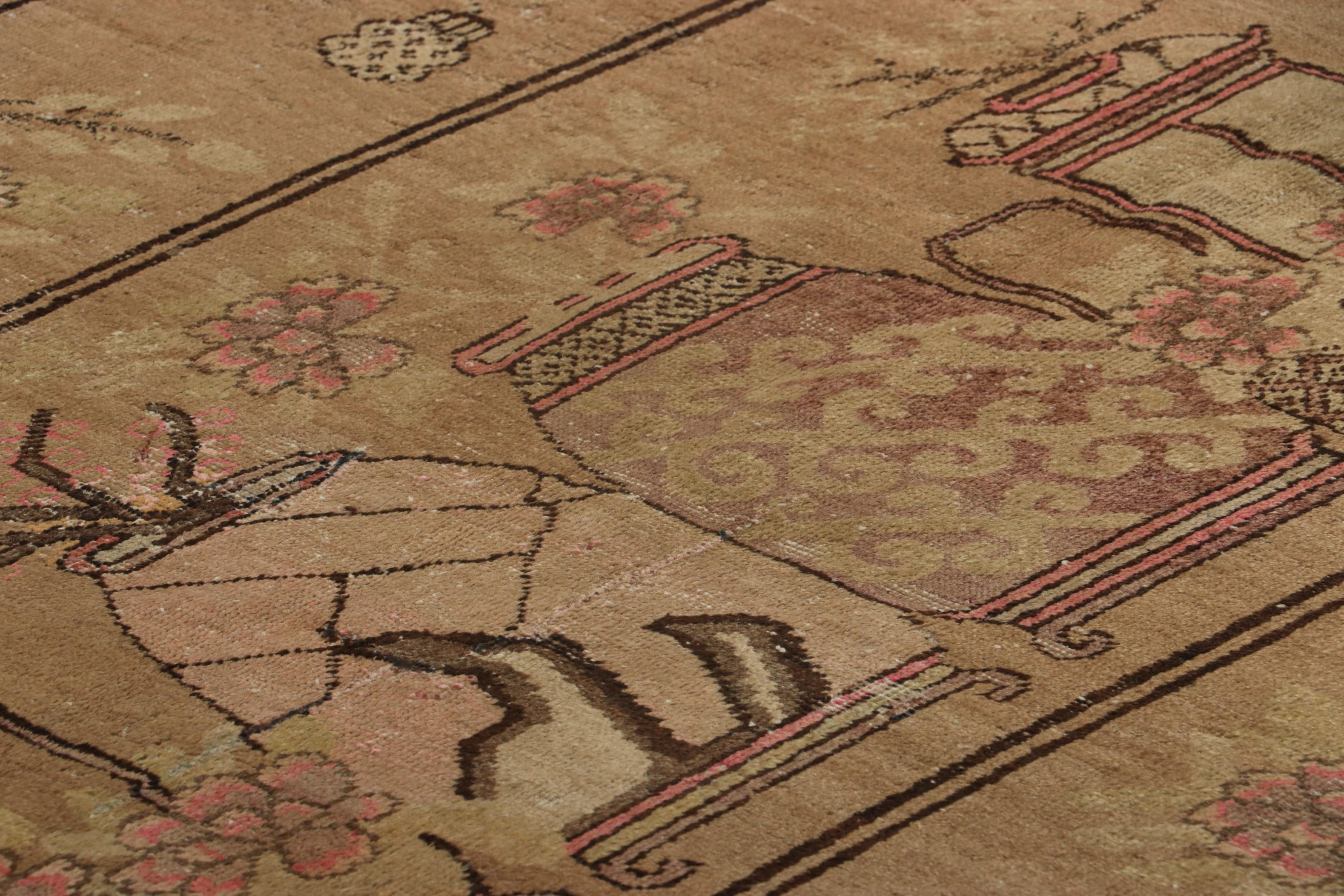 Made with hand-knotted wool and originating from East Turkestan circa 1930-50, this 4x7 Samarkand rug is an exciting entry to Rug & Kilim’s repertoire of Vintage Oriental creations. 

On the Design: 

Admirers of the craft will recognize this