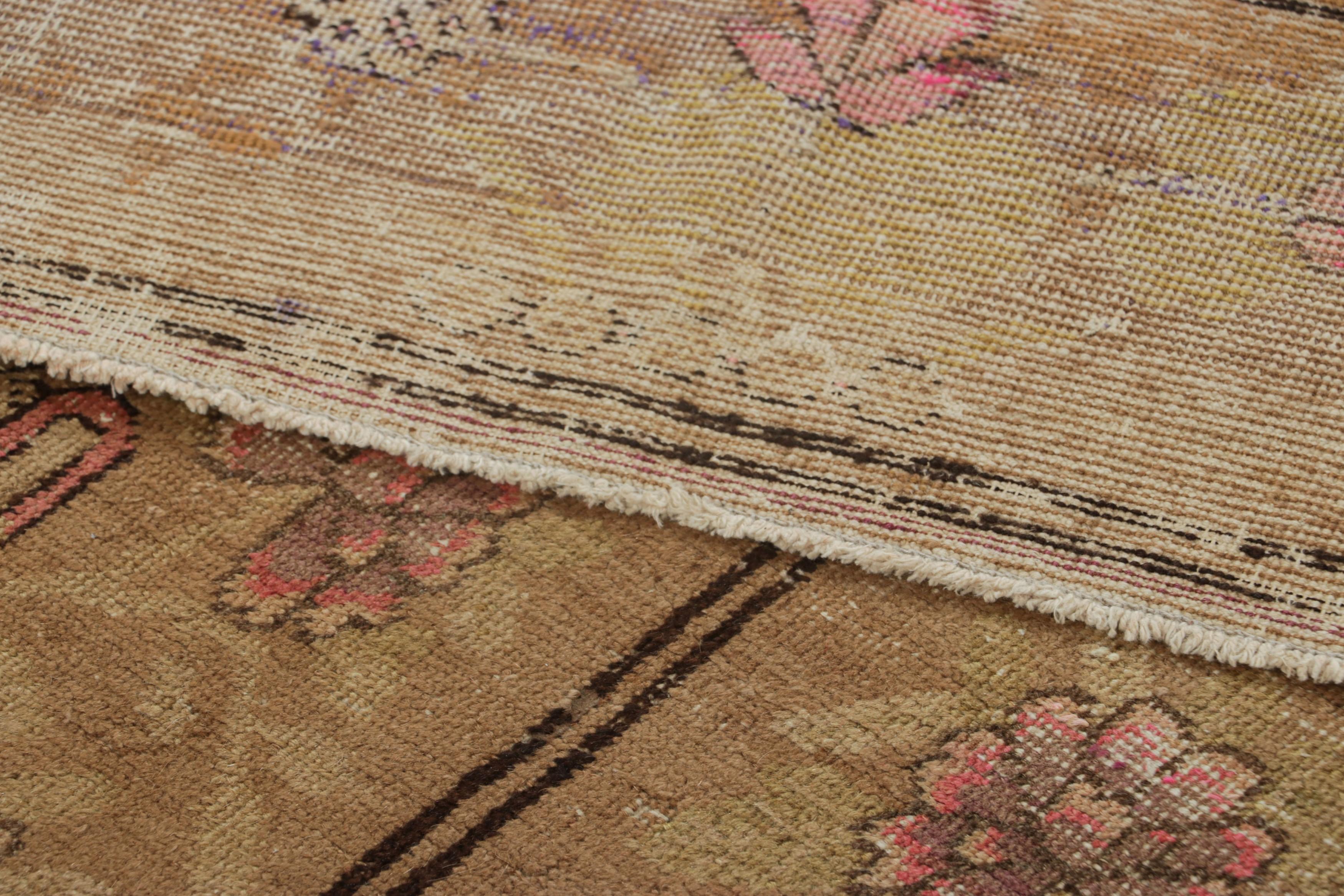 Wool Vintage Samarkand Rug in Beige-Brown with Rare Pictorial Design - Rug & Kilim For Sale