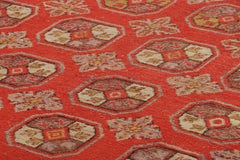 Vintage Samarkand Rug in Red with Geometric Medallions - Rug & Kilim