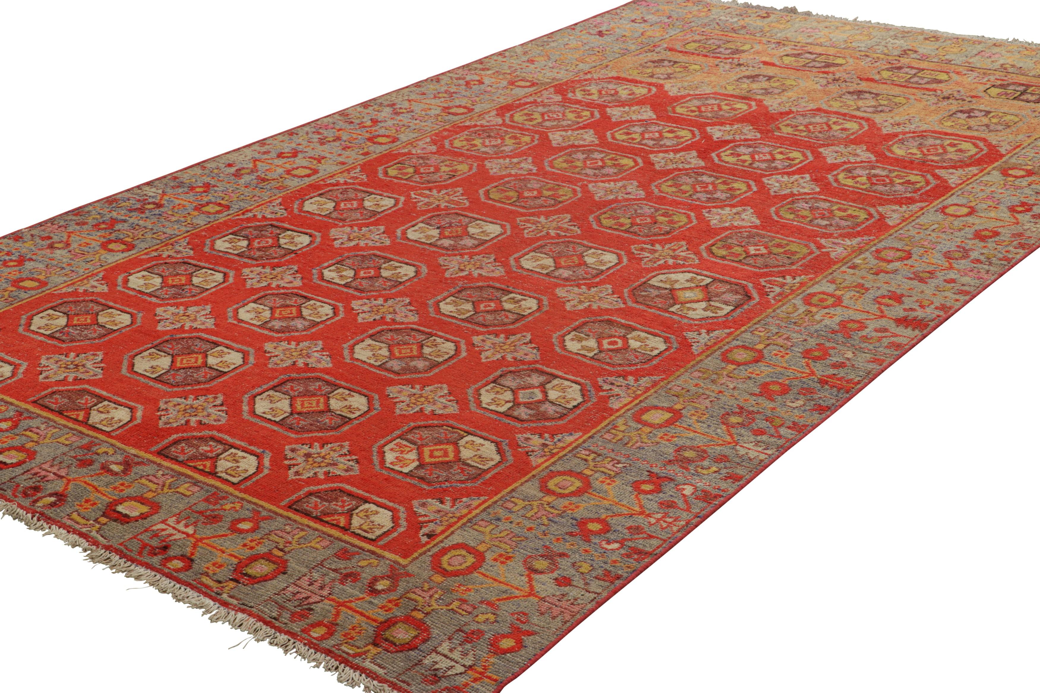 Samarkand-Teppich in Rot mit geometrischen Medaillons - Rug & Kilim (Handgeknüpft) im Angebot