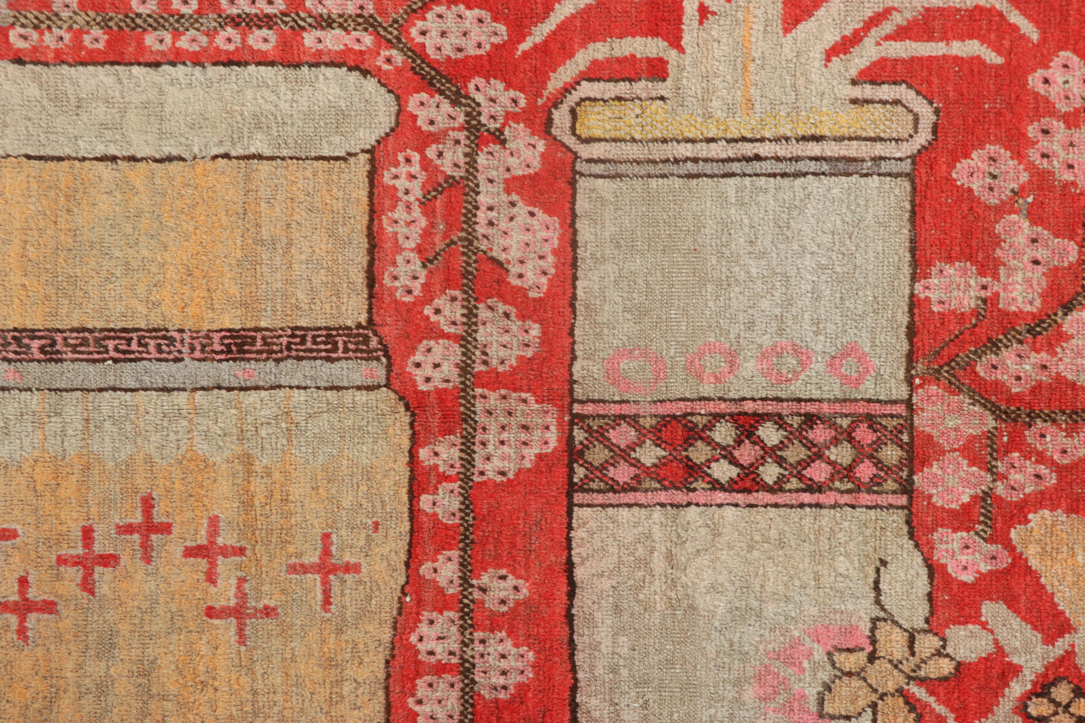 Made with hand-knotted wool and originating from East Turkestan circa 1930-50, this 5x9 Samarkand rug is the next great addition to Rug & Kilim’s repertoire of Vintage Oriental creations. 

On the Design: 

Admirers of the craft will recognize this