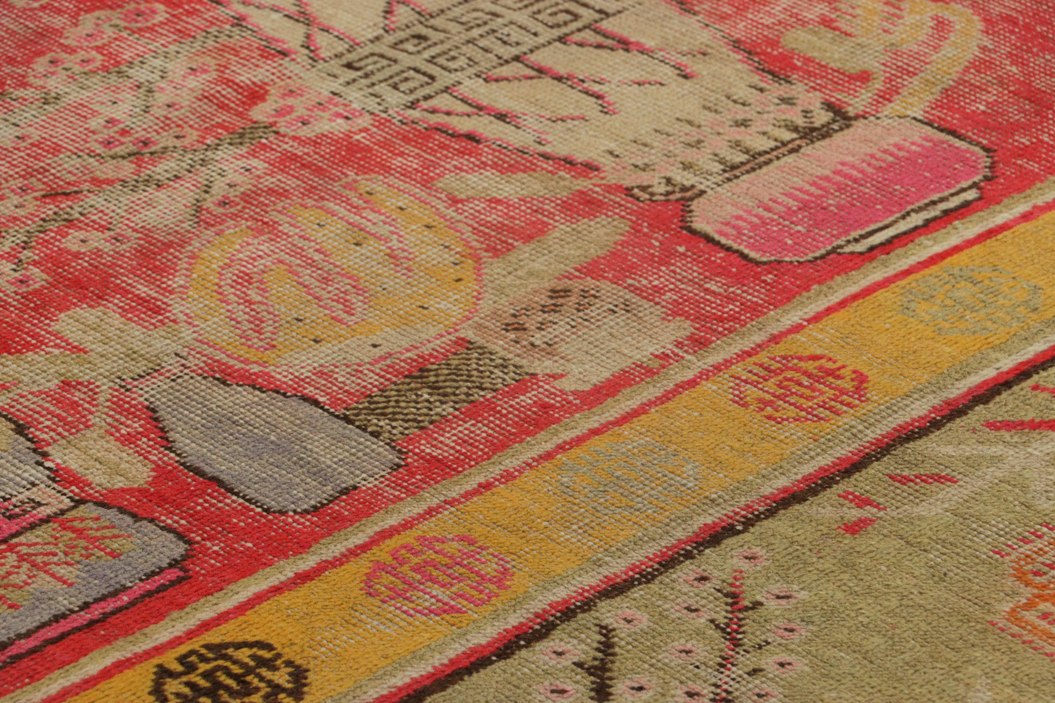 Made with hand-knotted wool and originating from East Turkestan circa 1930-50, this 5x9 Samarkand rug is an exciting entry to Rug & Kilim’s repertoire of Vintage Oriental creations. 

On the Design: 

Admirers of the craft will recognize this
