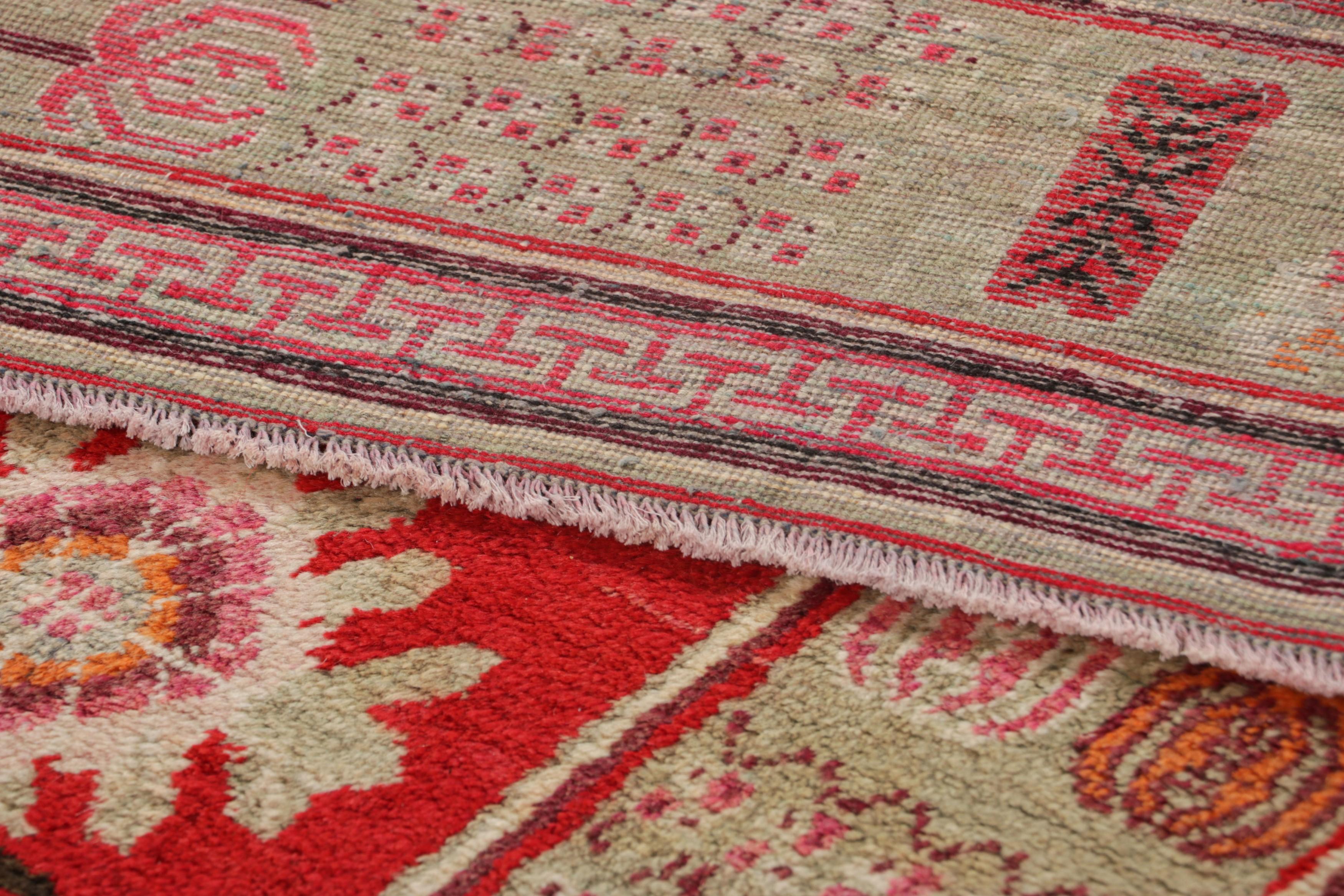 Samarkand-Teppich in Rot mit seltenem malerischem Design - Rug & Kilim (Wolle) im Angebot