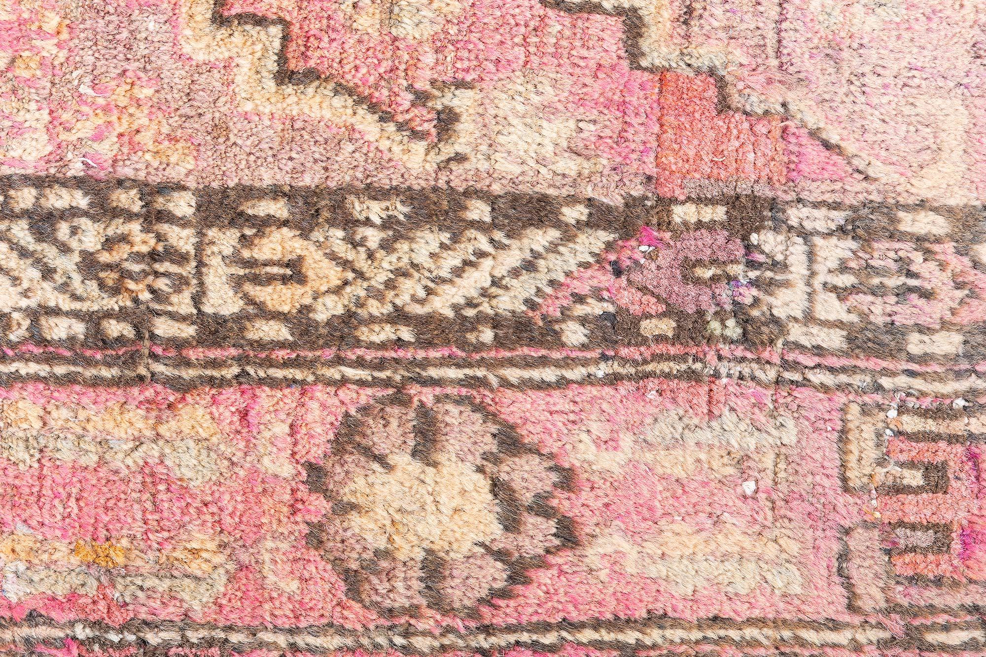 Khotan Vintage Samarkand Rug – Vibrant Pink Geometric Elegance, Doris Leslie Blau For Sale