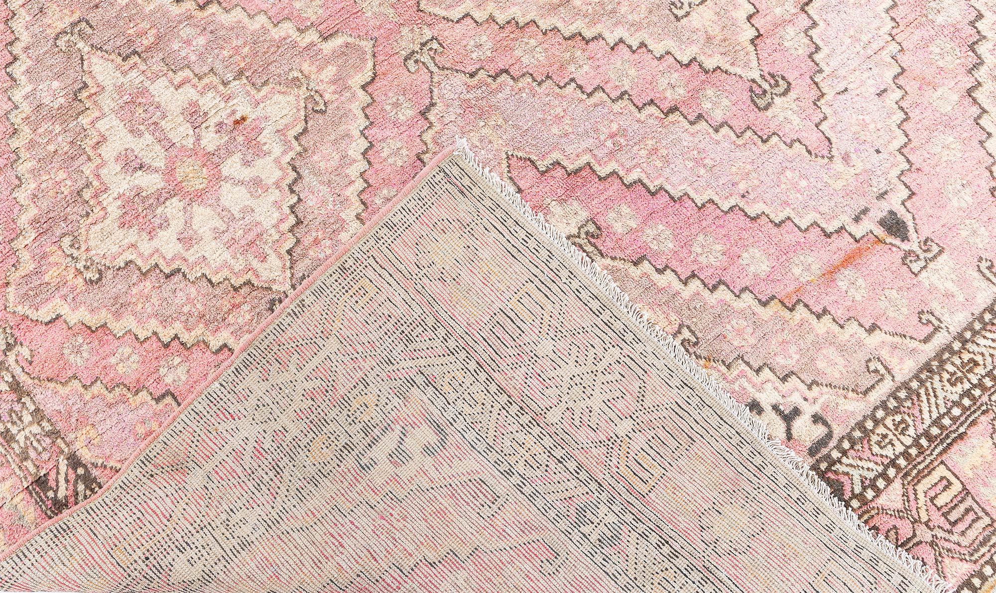 20th Century Vintage Samarkand Rug – Vibrant Pink Geometric Elegance, Doris Leslie Blau For Sale