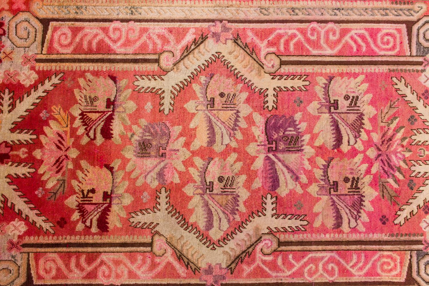 Uzbek  Samarkanda Rug Pink Color with Interesting Price For Sale