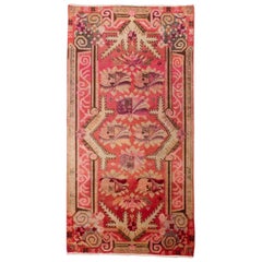 Antique  Samarkanda Rug Pink Color with Interesting Price