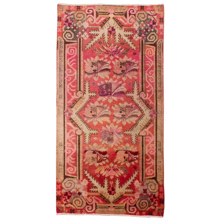 Vintage Samarkanda Carpet Pink Color with Interesting Price For Sale