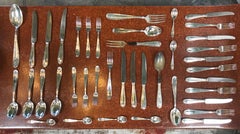 Vintage Sambonet Set of Six of 40 Pieces in Chrome and Hard Bone, Italy, 1950s