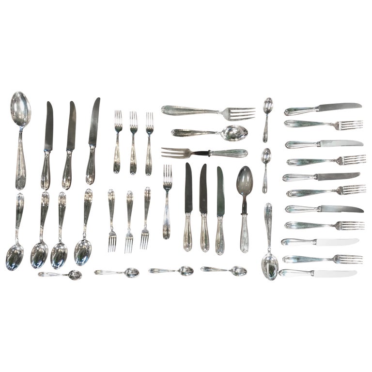 Sambonet Rome Pattern Vintage Sambonet Set of Six of 40 Pieces in Chrome and Hard Bone, Italy ...