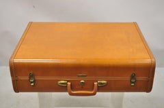 Vintage Samsonite Orange Leather Suitcase Travel Luggage Bag