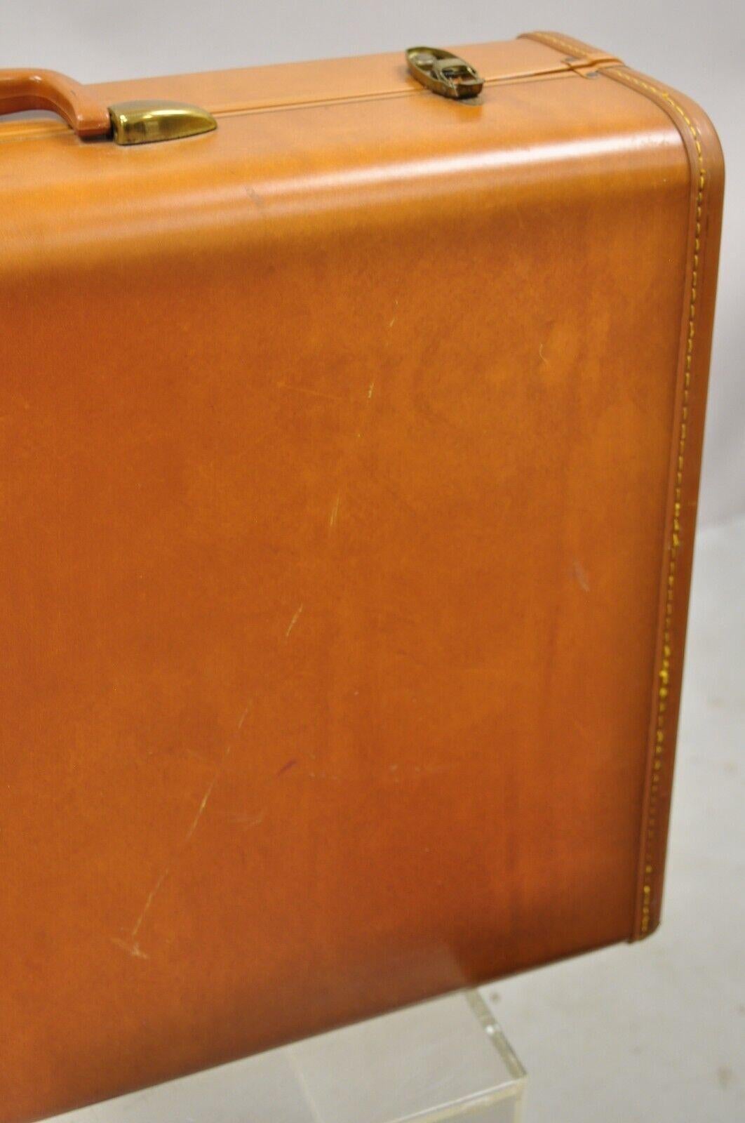 20ième siècle Sac à bagages de voyage vintage en cuir orange Samsonite 25