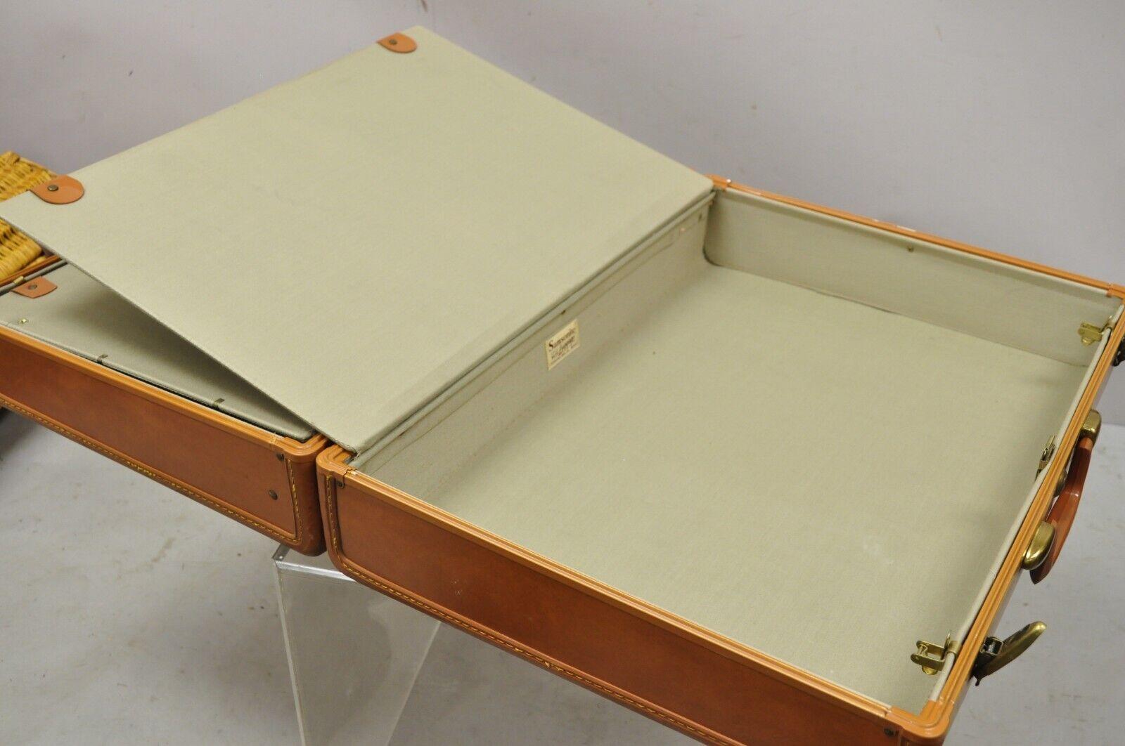20th Century Vintage Samsonite Orange Leather Suitcase Travel Luggage Bag For Sale
