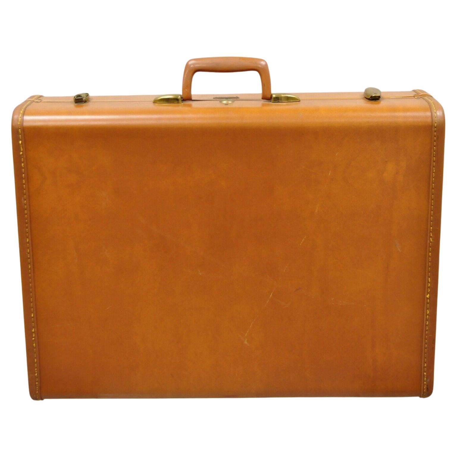 Vintage Samsonite Orange Leather Suitcase Travel Luggage Bag