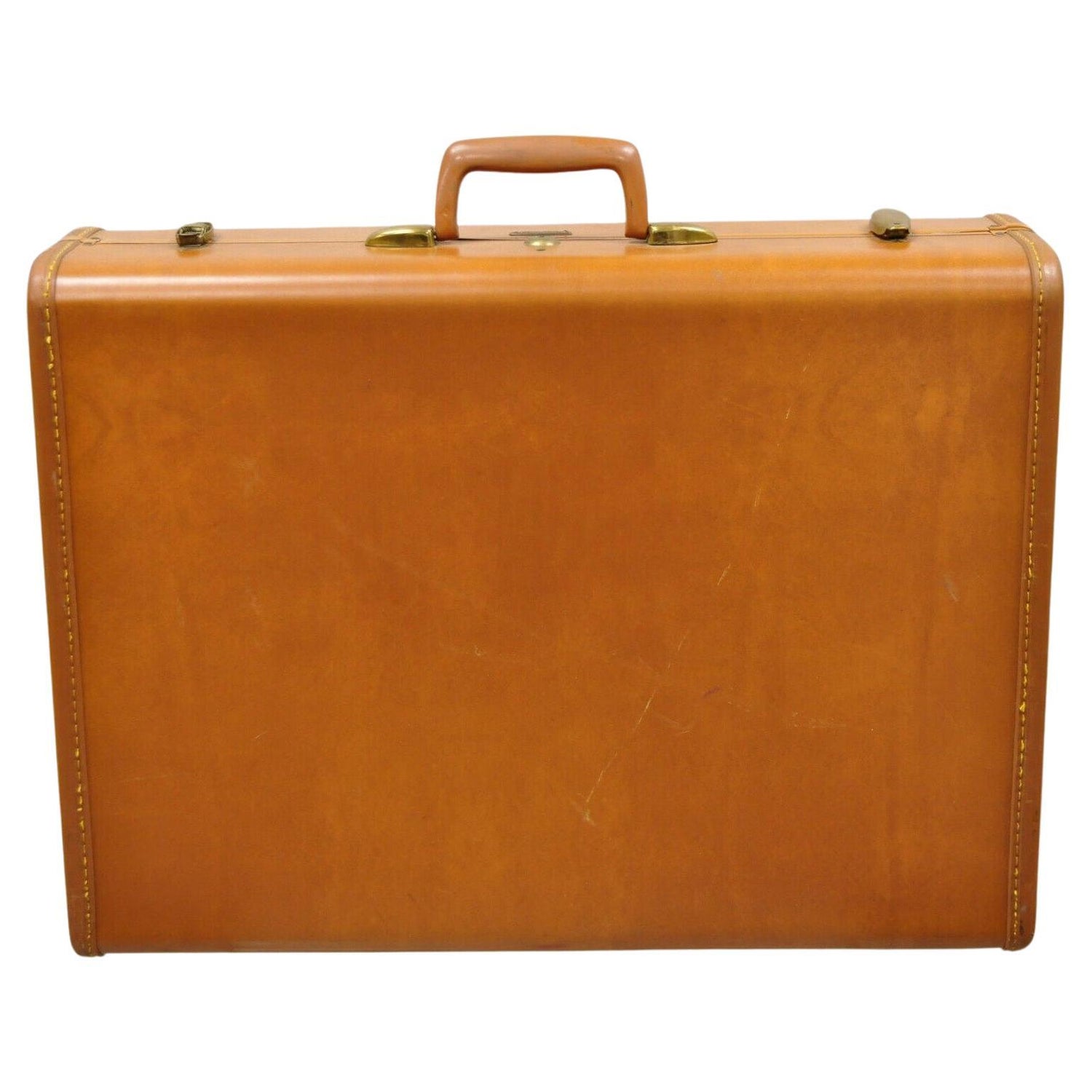 Vintage Genuine Top Grain Cowhide Leather Orange Suitcase Luggage at  1stDibs | cowhide suitcase
