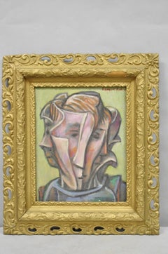 Vintage Samuel Heller "Face in Motion" Picasso Style Oil on Canvas Painting