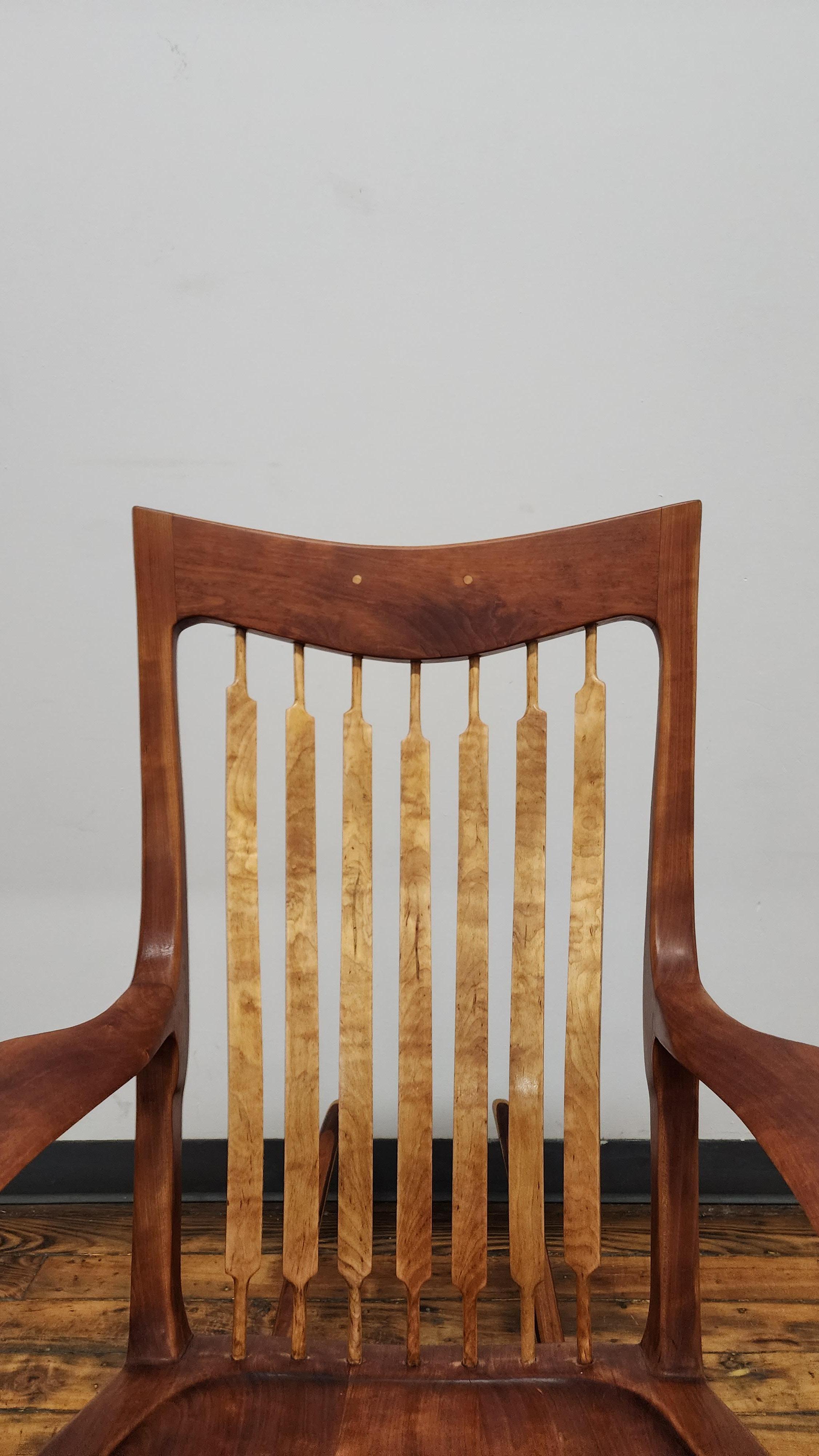 Vintage San Maloof Style Cherry Rocking Chair For Sale 5