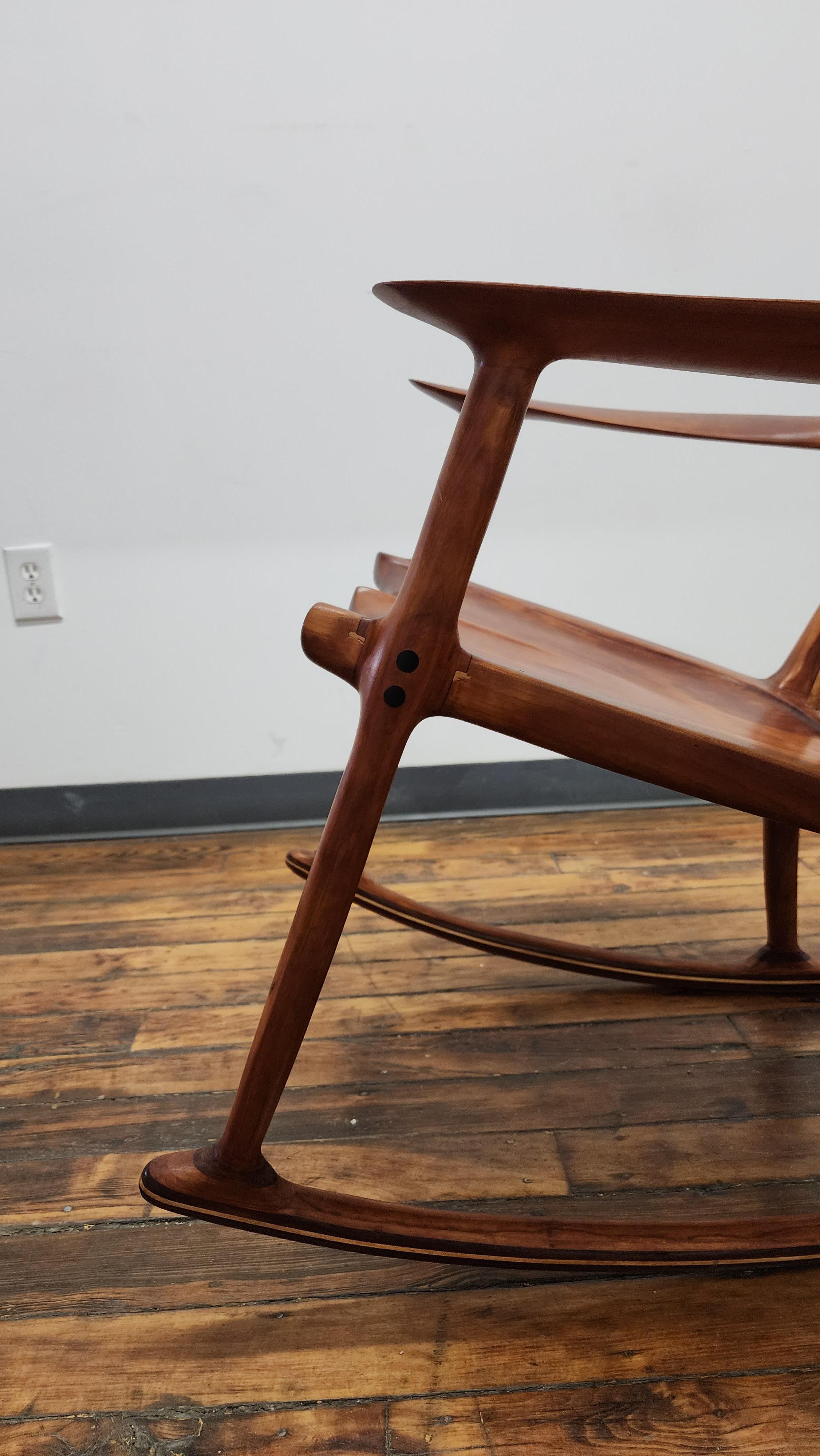 Vintage San Maloof Style Cherry Rocking Chair For Sale 6
