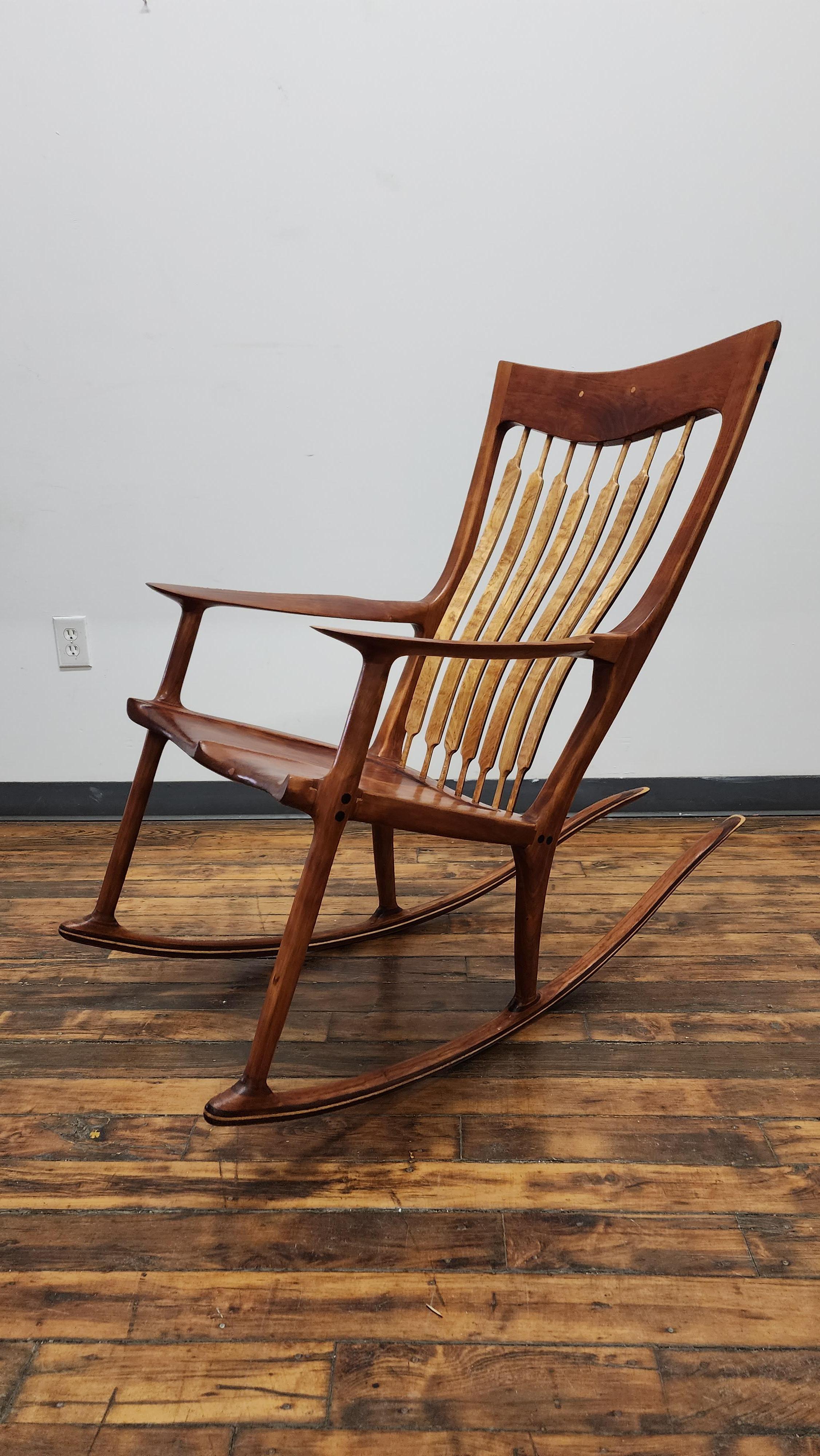 Mid-Century Modern Vintage San Maloof Style Cherry Rocking Chair For Sale