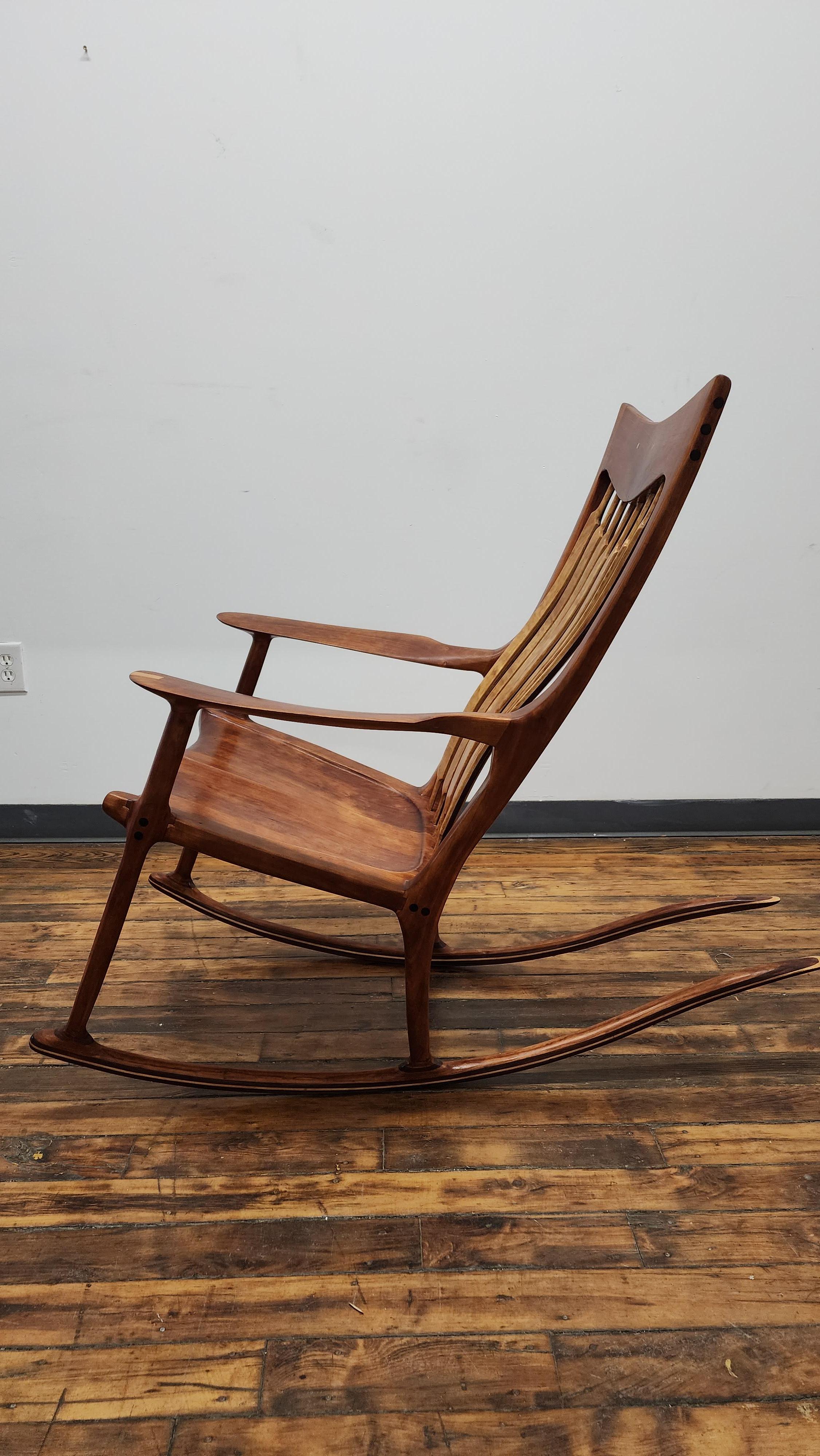 American Vintage San Maloof Style Cherry Rocking Chair For Sale