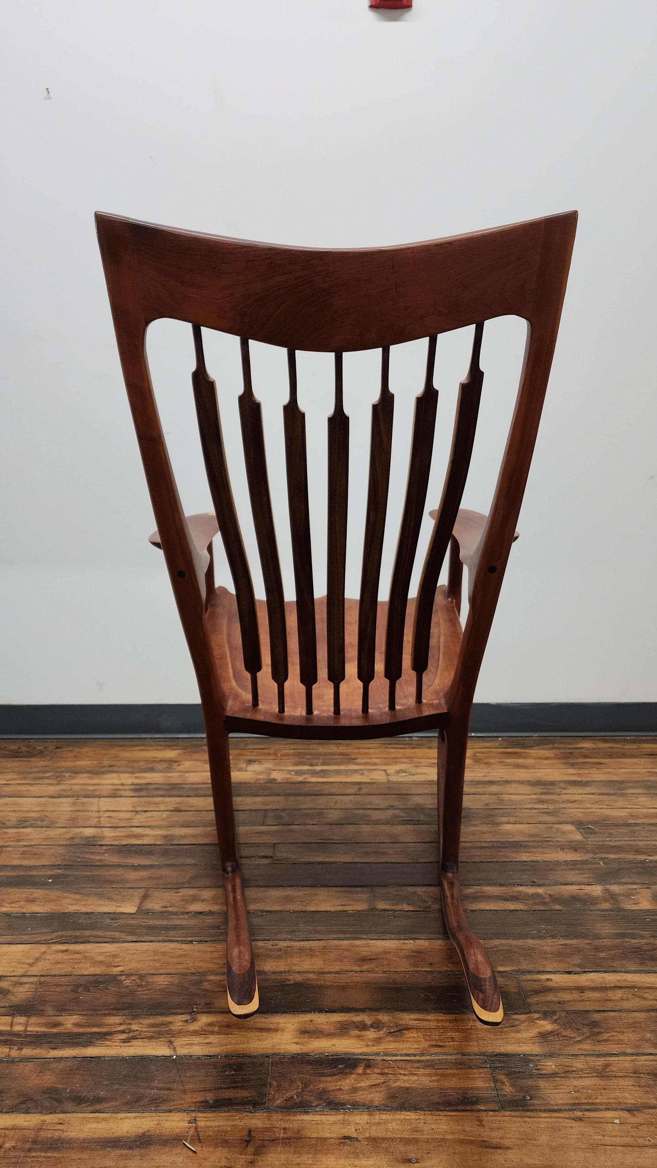 Late 20th Century Vintage San Maloof Style Cherry Rocking Chair For Sale