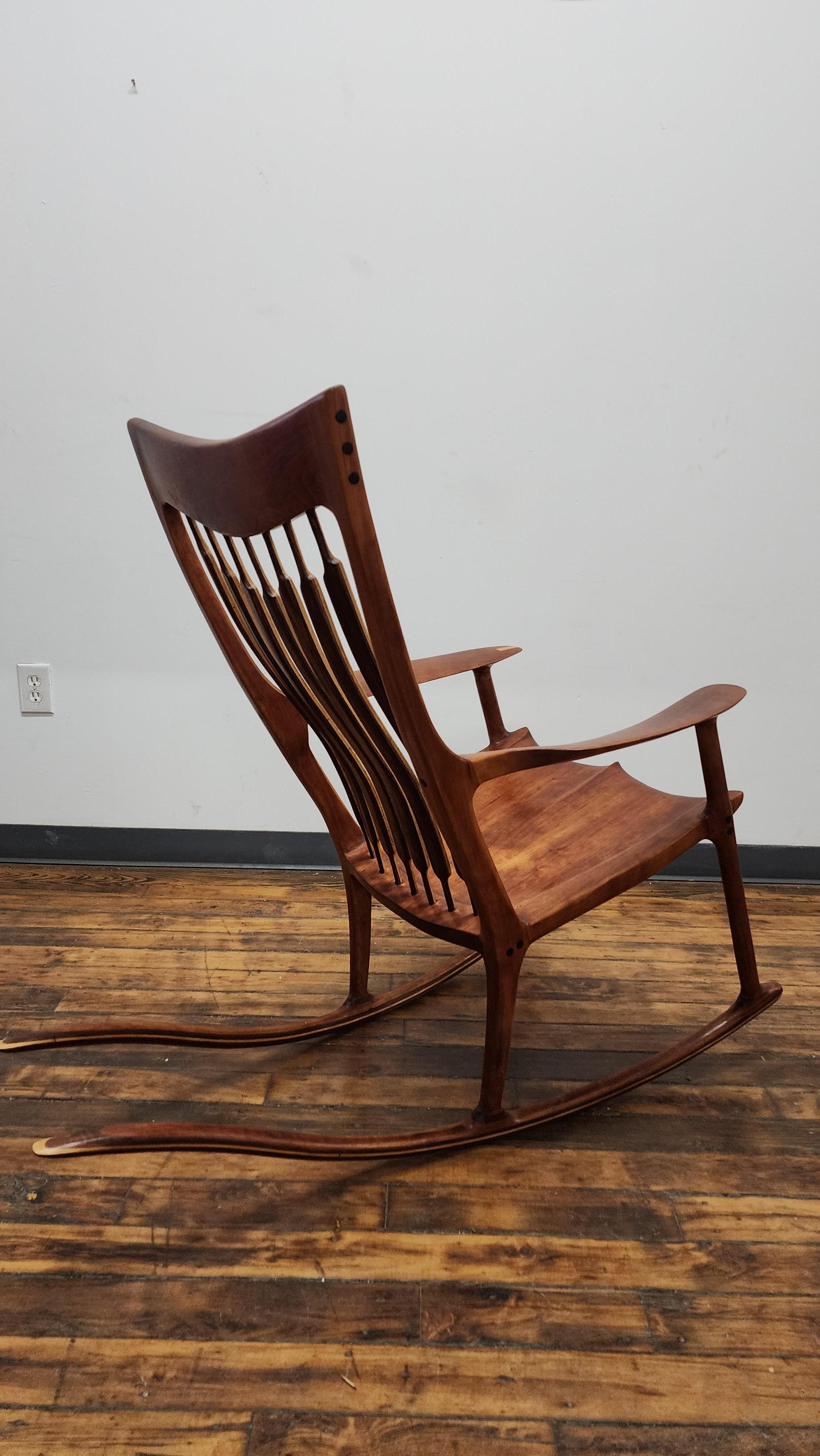Vintage San Maloof Style Cherry Rocking Chair For Sale 1