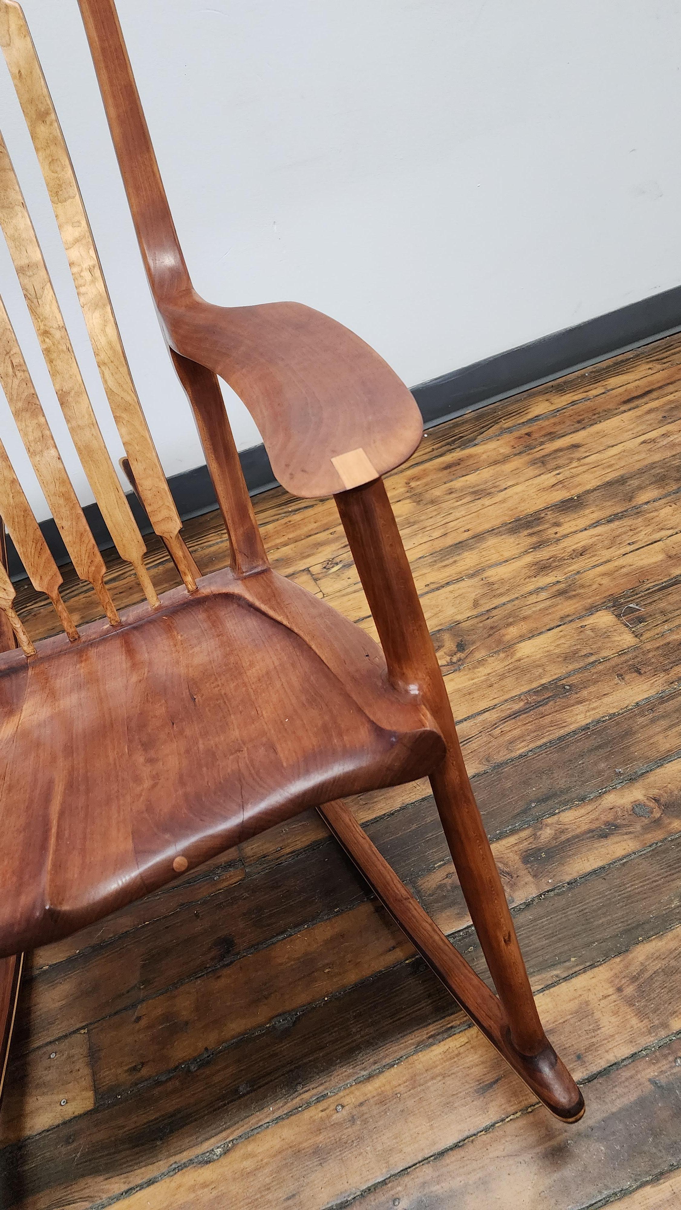 Vintage San Maloof Style Cherry Rocking Chair For Sale 3