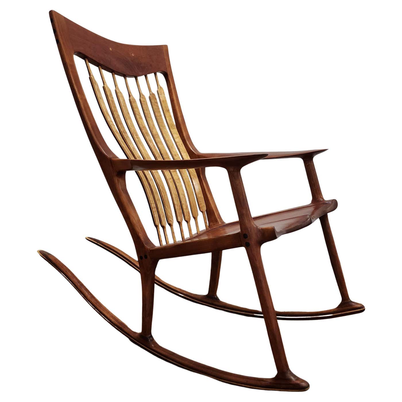 Vintage San Maloof Style Cherry Rocking Chair For Sale at 1stDibs