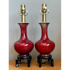 Paire de lampes vintage en céramique émaillée Sand De Bouf