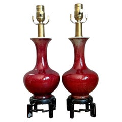 Paire de lampes vintage en céramique émaillée Sand De Bouf