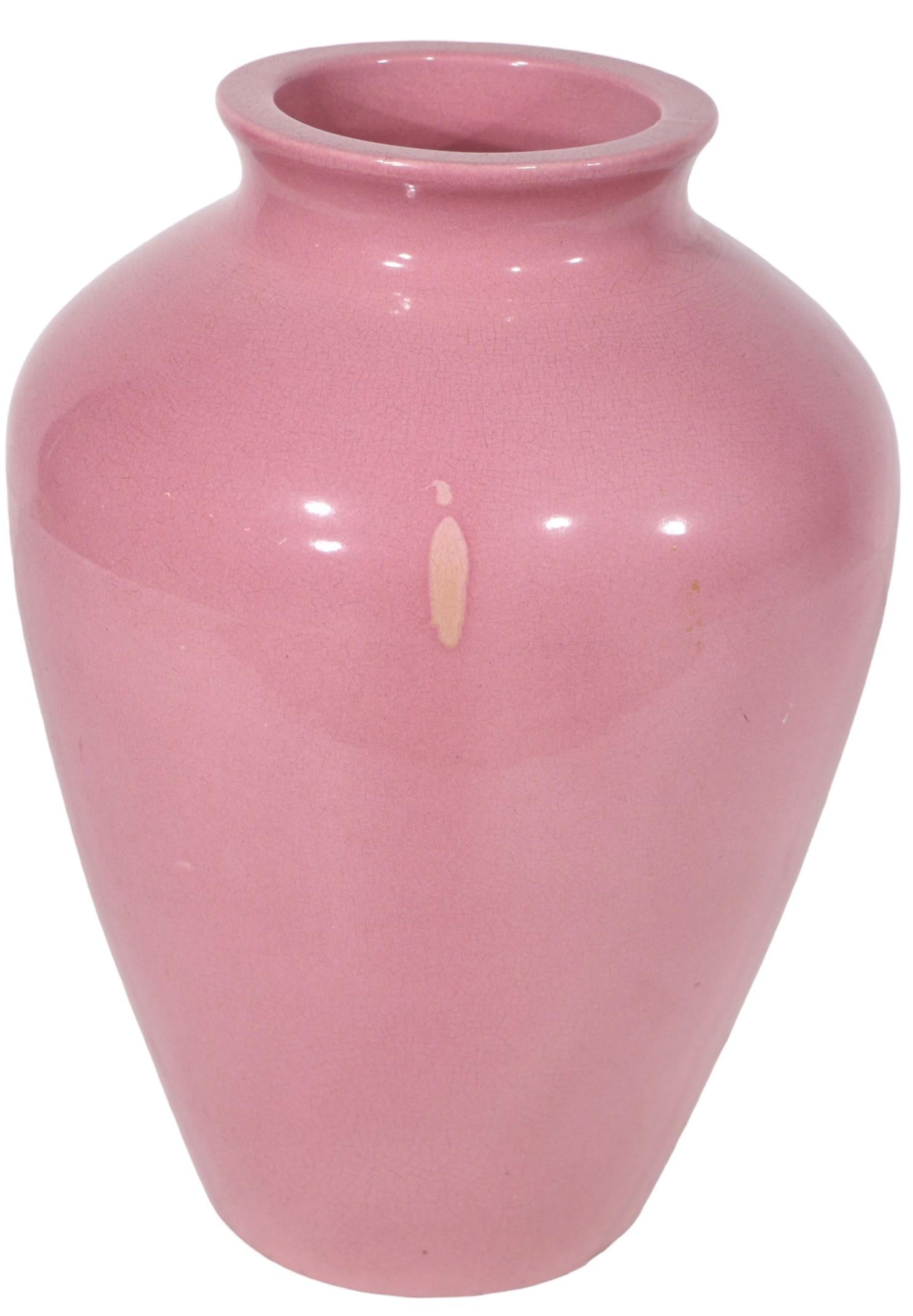 American Vintage Arts and Crafts  Art Deco  Sand Jar - Dusky Pink Glaze For Sale