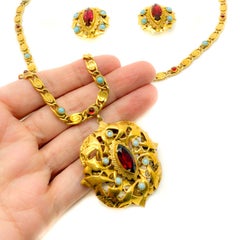 Collar y pendientes vintage Sandor de inspiración renacentista años 40