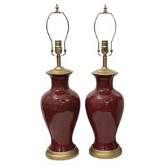 Vintage Sang De Boeuf Porcelain French Table Lamps